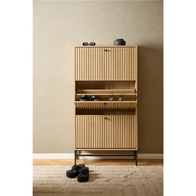 Shoe rack Albany, natural color, H140x72x25cm 