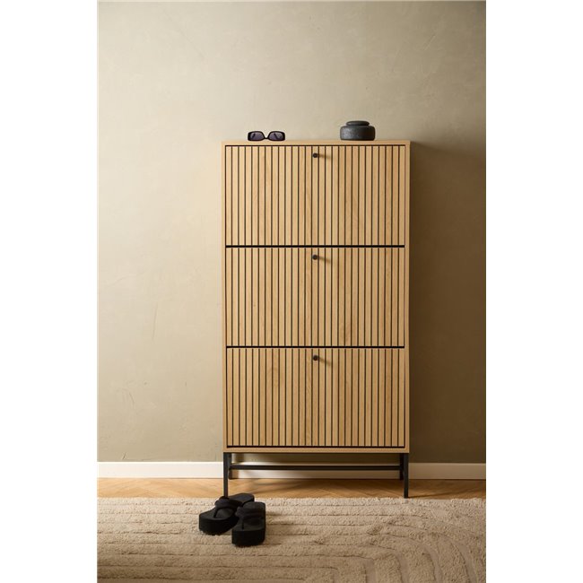 Shoe rack Albany, natural color, H140x72x25cm 
