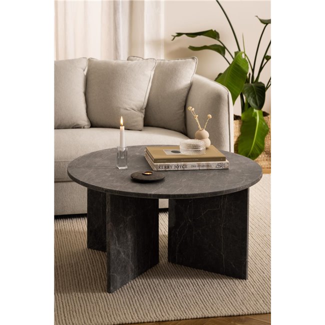 Coffee table Avega, grey marble, H42xD90cm 