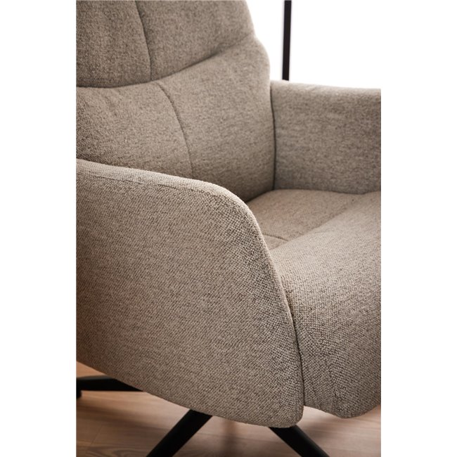 Armchair Alondo with footstool, beige, H112x75x83cm, seat height 47cm
