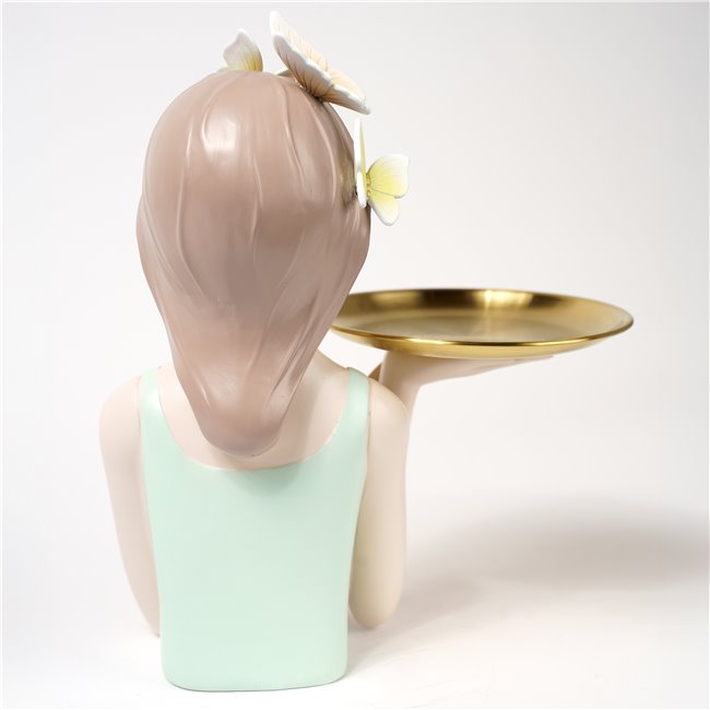 Deco figurine Butterfly girl with tray, H27.5x20x13.7cm