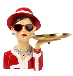 Deco figurine Lady with tray, H26.8x17.6x13.7cm