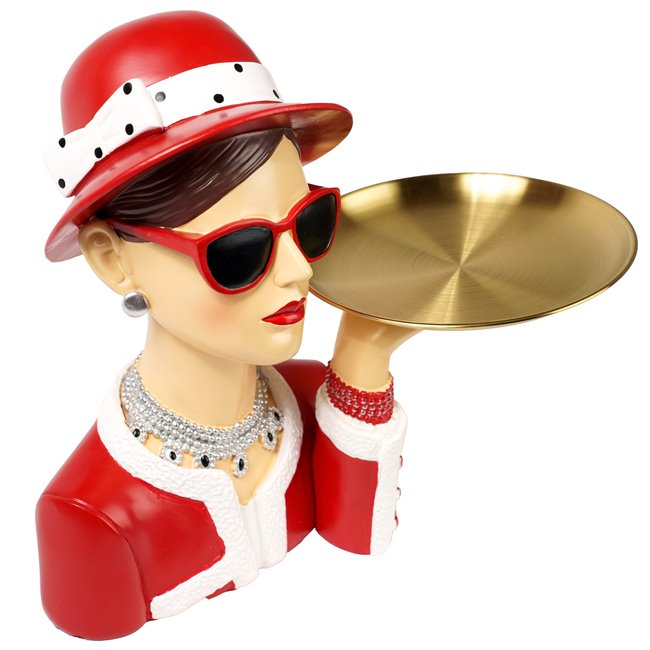 Deco figurine Lady with tray, H26.8x17.6x13.7cm