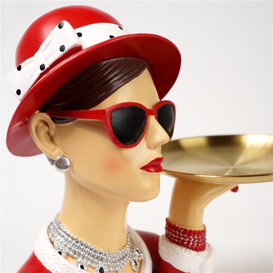 Deco figurine Lady with tray, H26.8x17.6x13.7cm