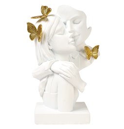 Deco figurine Love, white/gold color, H21.5x15x13.5cm