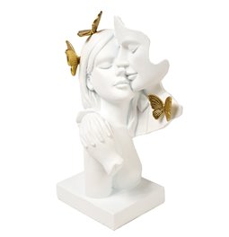 Deco figurine Love, white/gold color, H21.5x15x13.5cm