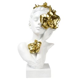 Deco figurine Otilia, white/gold color, H31x18.5x16.5cm