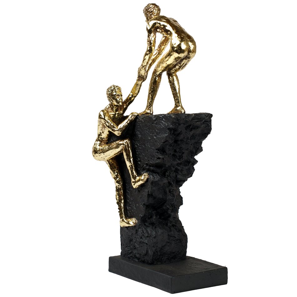 Deco figurine Tree rock-climber, black/gold color, H37x16x13cm