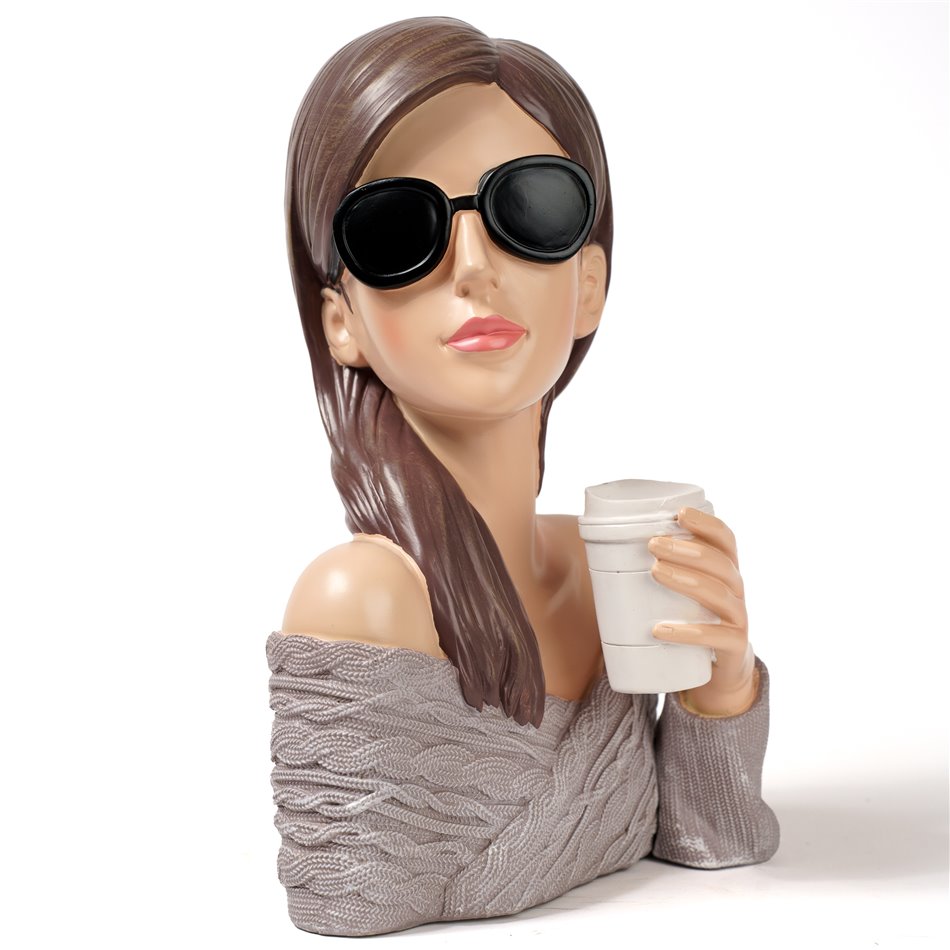 Deco figurine Mery with tee, H27.5x17.4x13.3cm