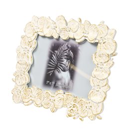 Photo frame Flower, white/gold color, 13x18cm