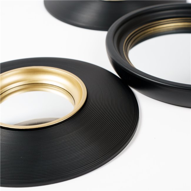 Wall mirror Convex, set 3, black/gold color, D25.5x2.5cm