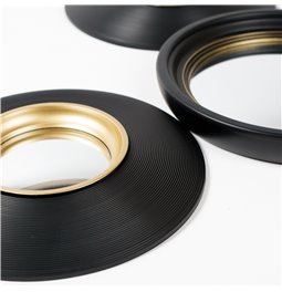 Wall mirror Convex, set 3, black/gold color, D25.5x2.5cm