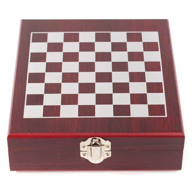 Wine set of 4, with chess board and pieces, H4.5x16.7x14.7cm