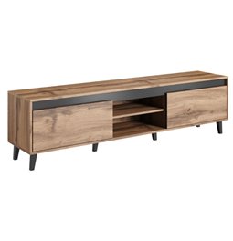 TV table Hord, oak pattern/anthracite/black color, chipboard, 170x38cm, H48.5cm 