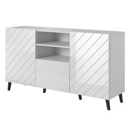 Sideboard Habeto, glossy white, chipboard, H82x150x41.6cm 