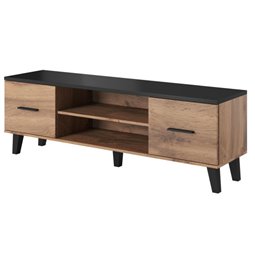 TV table Hotta B, oak pattern/black color, chipboard/MDF/painted wood, 160x40cm, H53cm 