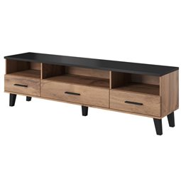 TV table Hotta B, oak pattern/black color, chipboard/MDF/painted wood, 180x40cm, H53cm 