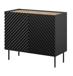 Cabinet Handa, black, chipboard, H85x98x45cm 