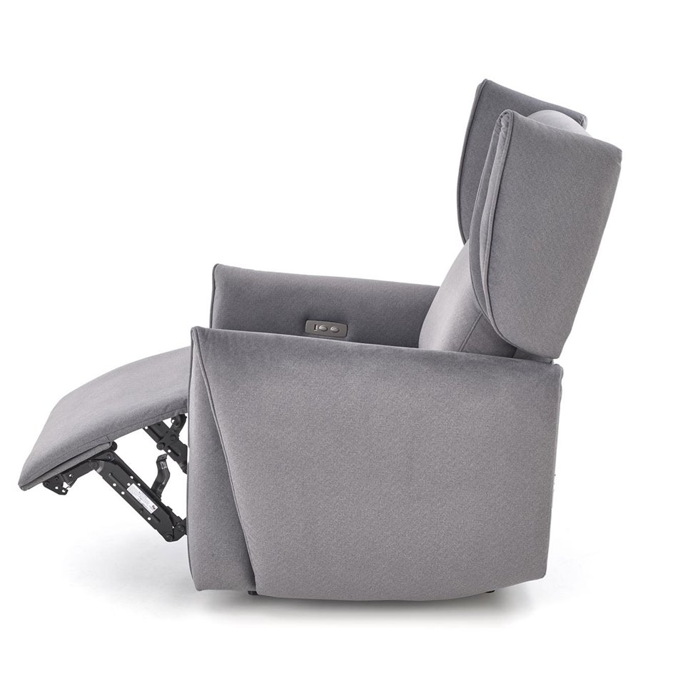 Electric recliner Helato, grey, polyester/metal/wood, H109-95x83x91-161cm, seat height 48-53cm