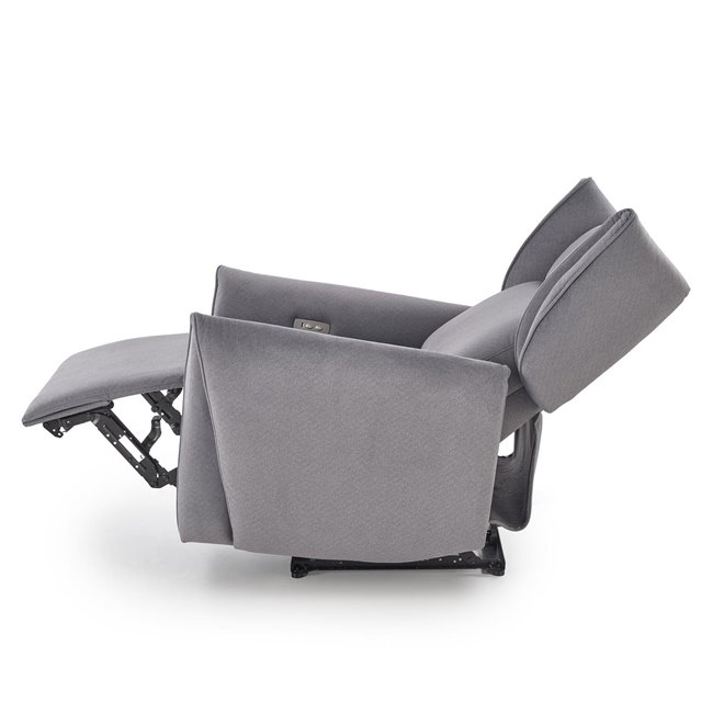 Electric recliner Helato, grey, polyester/metal/wood, H109-95x83x91-161cm, seat height 48-53cm