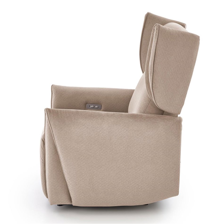 Electric recliner Helato, beige, polyester/metal/wood, H109-95x83x91-161cm, seat height 48-53cm
