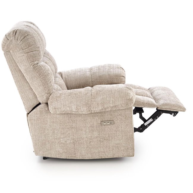 Electric recliner Hamore, beige, polyester/metal/wood, H86-100x105x100-168cm, seat height 50-55cm