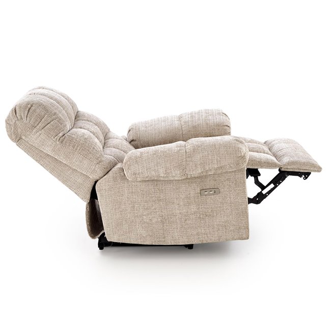 Electric recliner Hamore, beige, polyester/metal/wood, H86-100x105x100-168cm, seat height 50-55cm