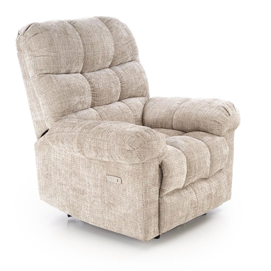 Electric recliner Hamore, beige, polyester/metal/wood, H86-100x105x100-168cm, seat height 50-55cm