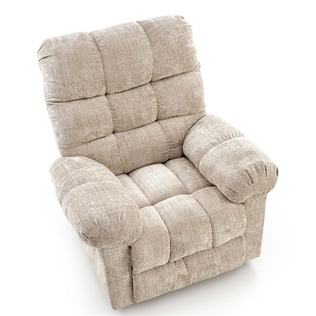Electric recliner Hamore, beige, polyester/metal/wood, H86-100x105x100-168cm, seat height 50-55cm