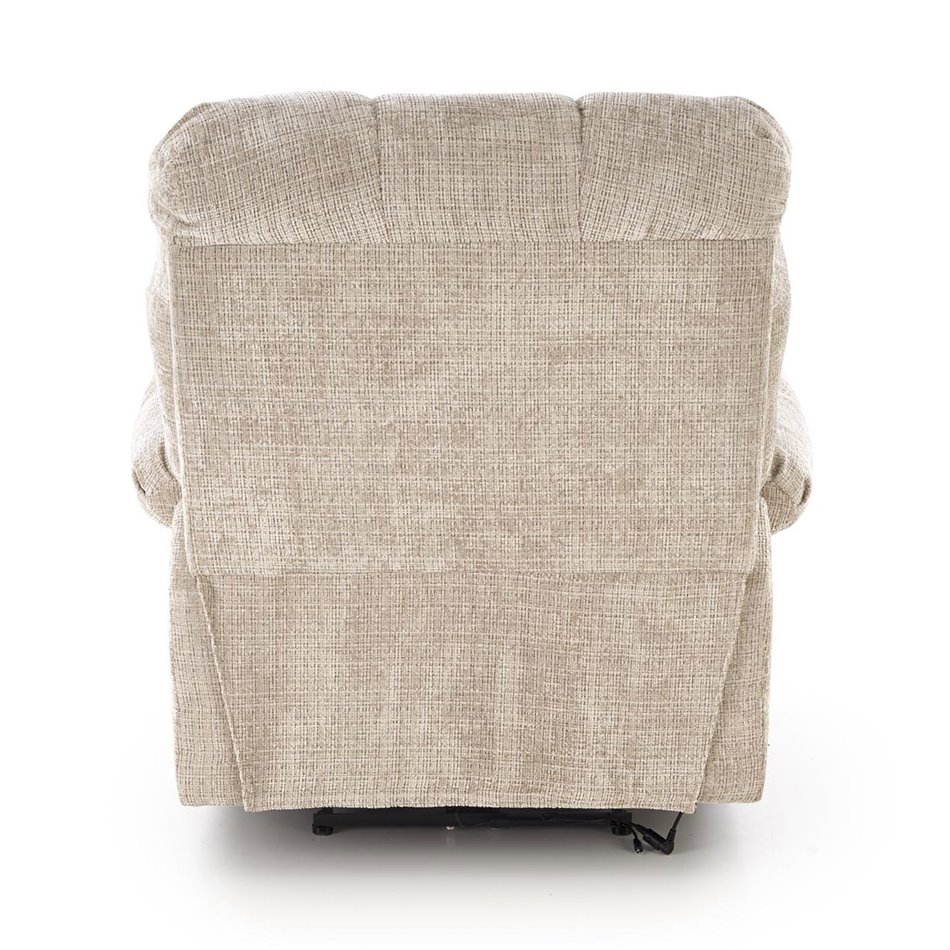 Electric recliner Hamore, beige, polyester/metal/wood, H86-100x105x100-168cm, seat height 50-55cm
