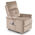 Electric recliner with massage function Hemiro, beige, H108-90x80x90-160cm, seat height 51-52cm