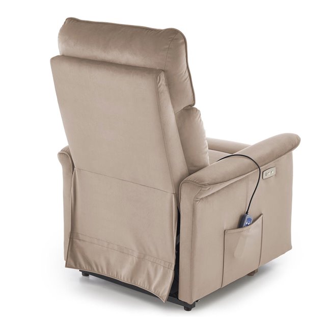 Electric recliner with massage function Hemiro, beige, H108-90x80x90-160cm, seat height 51-52cm