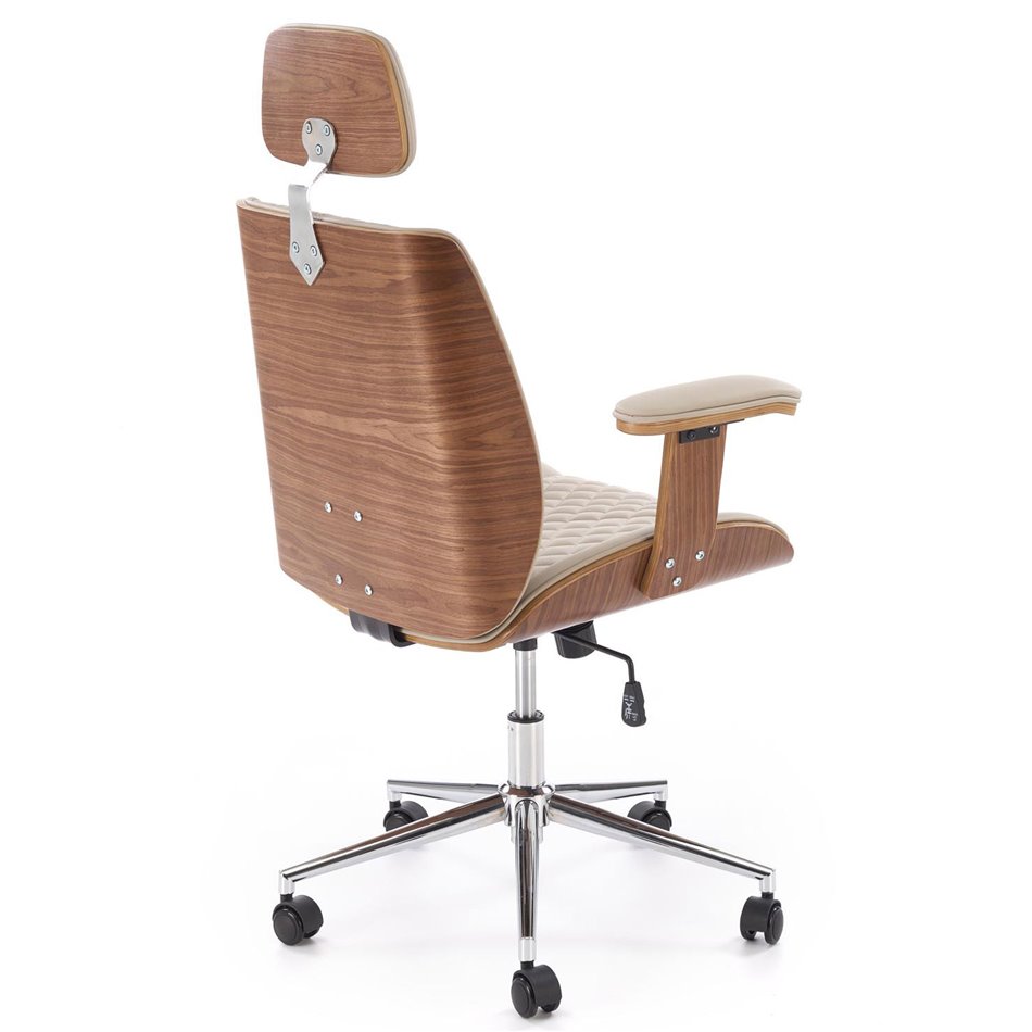 Office chair Himber, walnut/beige color, eco leather, H114-122x72x68cm, seat height 46-54cm