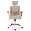 Office chair Himber, walnut/beige color, eco leather, H114-122x72x68cm, seat height 46-54cm
