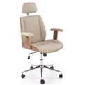 Office chair Himber, walnut/beige color, eco leather, H114-122x72x68cm, seat height 46-54cm