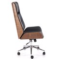 Office chair Hebstero, walnut/black color, eco leather, H114-122x65x60cm, seat height 46-54cm