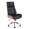 Office chair Hebstero, walnut/black color, eco leather, H114-122x65x60cm, seat height 46-54cm