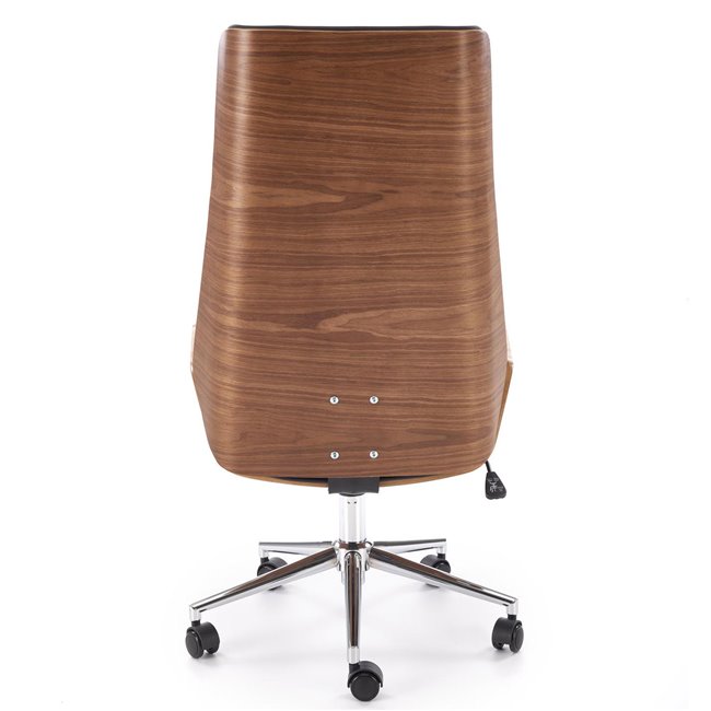 Office chair Hebstero, walnut/black color, eco leather, H114-122x65x60cm, seat height 46-54cm
