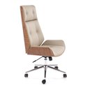 Office chair Hebstero, walnut/beige color, eco leather, H114-122x65x60cm, seat height 46-54cm