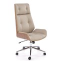 Office chair Hebstero, walnut/beige color, eco leather, H114-122x65x60cm, seat height 46-54cm
