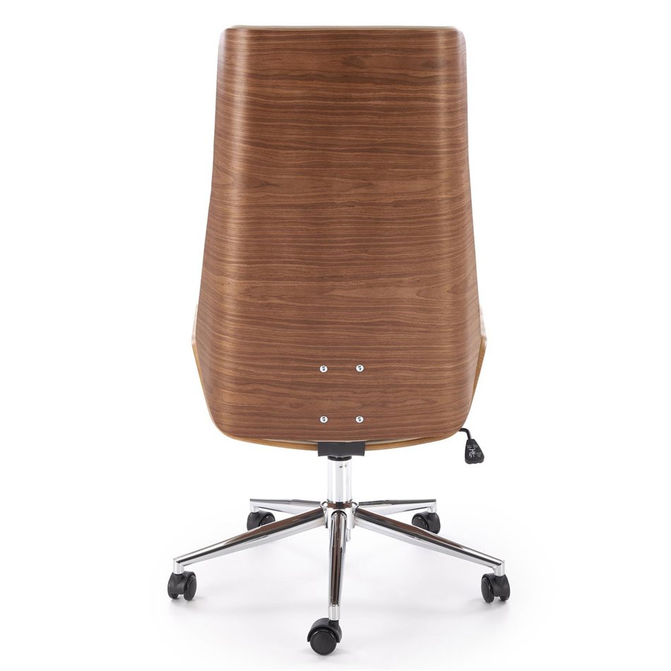 Office chair Hebstero, walnut/beige color, eco leather, H114-122x65x60cm, seat height 46-54cm