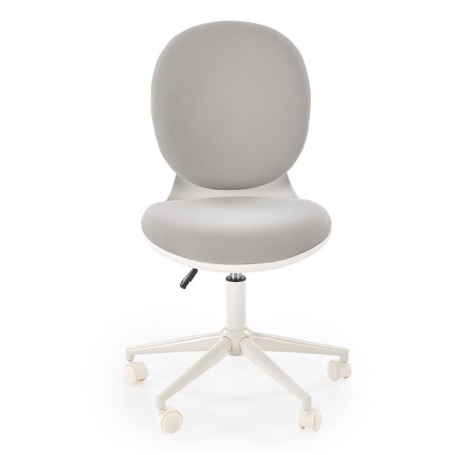 Office chair Horion, white/grey, polyester/polypropylene, H89-99cm 55x46cm, seat height 48-58cm