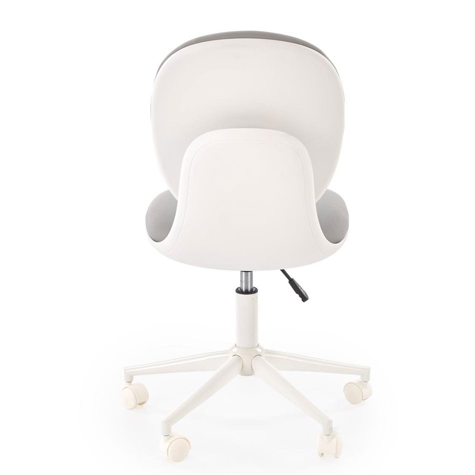 Office chair Horion, white/grey, polyester/polypropylene, H89-99cm 55x46cm, seat height 48-58cm
