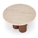 Coffee table Horotea M, travertine/walnut color, MDF, D80cm, H46cm 