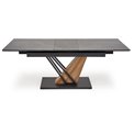 Extendable dining table Holant, black/oak pattern/gold colors,, 140-180x90cm H76cm 