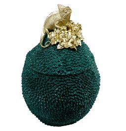Deco figurine box with lid Lizard, green/gold color, H35.5x25x24cm