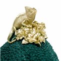 Deco figurine box with lid Lizard, green/gold color, H35.5x25x24cm