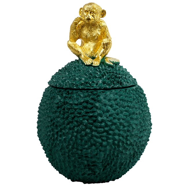 Декоративная посуда с крышкой Monkey, зеленый/золотой цвет, H29.5cm, D20cm