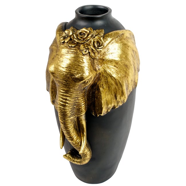 Декоративная ваза Elephant, черный/золотой цвет, H38x22x20cm