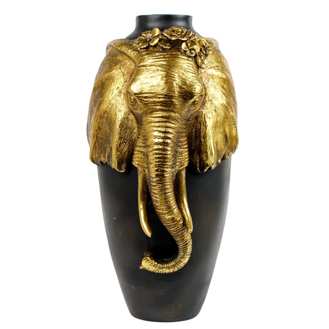 Декоративная ваза Elephant, черный/золотой цвет, H38x22x20cm